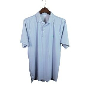 B Draddy Large Men's Golf Polo Blue Striped